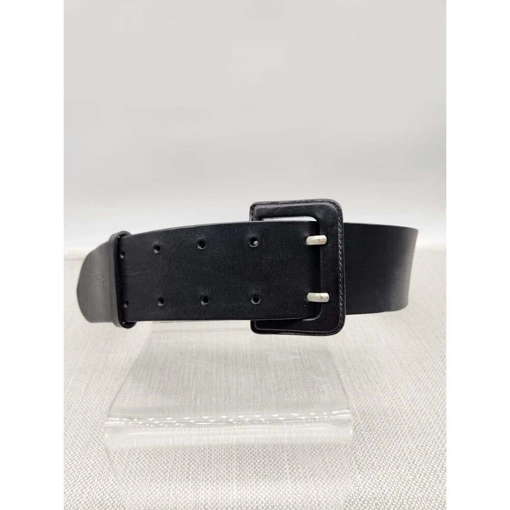 Banana Republic Medium Belt Black Italian Leather Wide Made In Italy